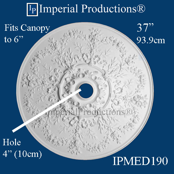 IPMED190-POL Art Nouveau Medallion 37" ArchPolymer, Custom Order, Add to Cart for Shipping or Free Depot Pickup