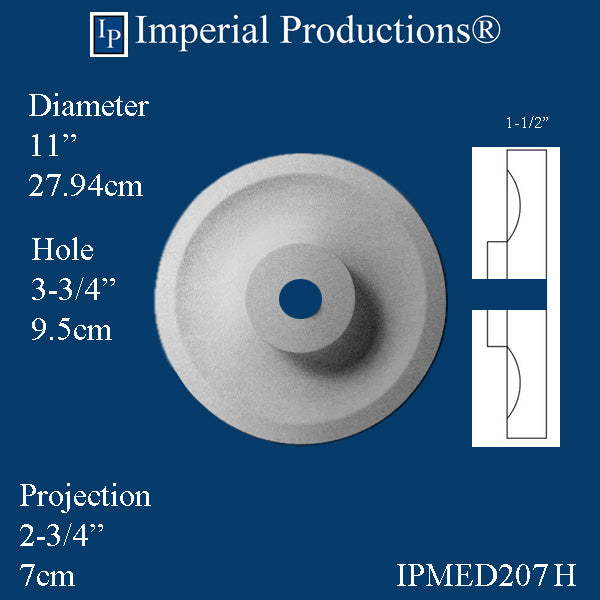 IPMED207H-POL Art Deco Medallion 11", ArchPolymer, Custom Order, Add to Cart for Shipping or Free Depot Pickup