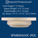 IPMRD0600C-POL Tuscan Capital - Hole 6-1/2", ArchPolymer, Pack of 2