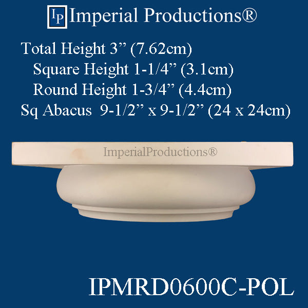 IPMRD0600C-POL Tuscan Capital - Hole 6-1/2", ArchPolymer, Pack of 2