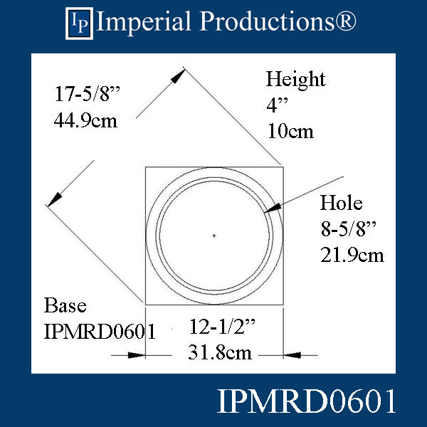 IPMRD0601B-POL-PK2 Tuscan Base - Hole 8-5/8" ArchPolymer Pack of 2