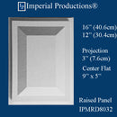 IPMRD8032-POL Raised Panel 16" x 12" x 3" (40.6 x 30.4cm)