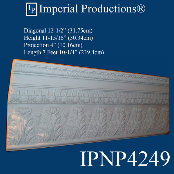 IPNP4249-POL-PK1  Classic Crown Height 11-15/16", Diagonal 12-1/2", Projection 4", Length 7FT-10-1/4", Pack 1