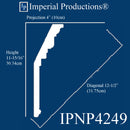 IPNP4249-POL-PK5 Classic Crown Height 11-15/16", Diagonal 12-1/2", Projection 4", Length 7Ft-10-1/4", Pack 5