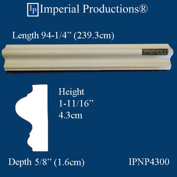 IPNP4300-POL Panel Mold Width 1-11/16 inch - 94-1/4 Inches - sold each