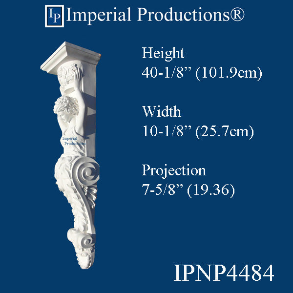 IPNP4484-PLA Corbel 40-1/8" High Statuary Style Plaster, Each
