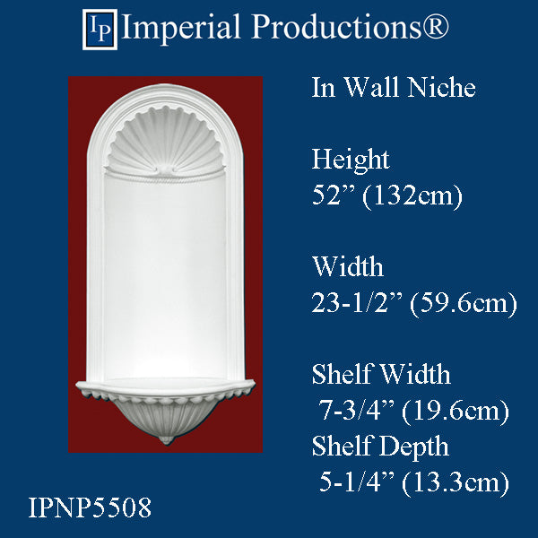 IPNP5508-POL In Wall Niche 52" high, Width 23-1/2", Shelf depth 7-3/4", ArchPolymer