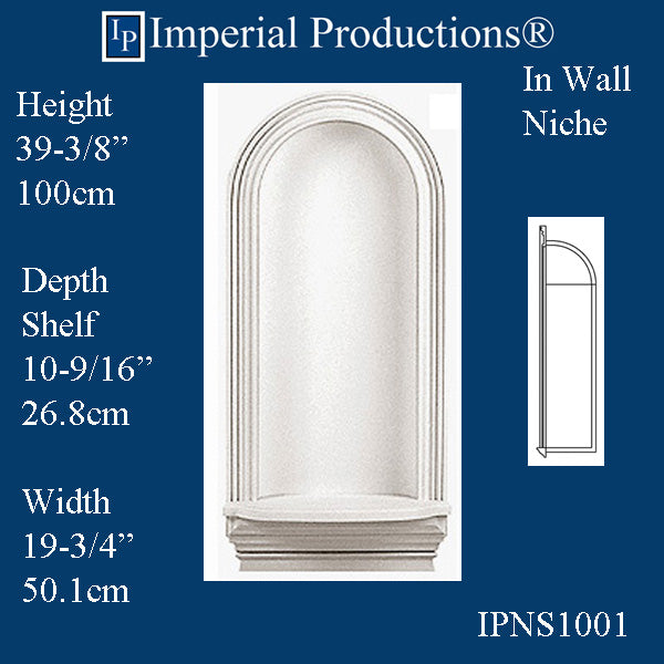 IPNS1001-POL In Wall Niche, Height 39-3/8", Width 19-3/4", Depth 10-9/16"