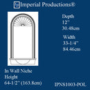 IPNS1003-POL In Wall Niche 64-1/2" high, Width 33-1/4", Shelf depth 12", ArchPolymer
