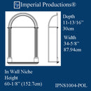 IPNS1004-POL In Wall Niche 59-3/8" high, Width 36-1/2", Shelf depth 10", ArchPolymer