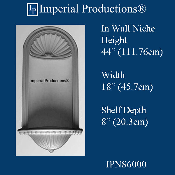 IPNS6000-GRG In Wall Niche, Height 41-1/2", Width 19-1/2", Depth 7-1/2" GRG-NeoPlaster