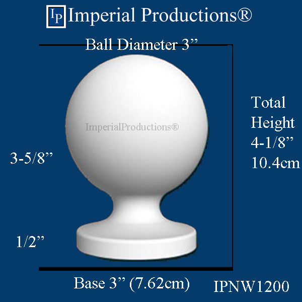 IPNW1200-POL Newel Post Ball 3 inch, Each