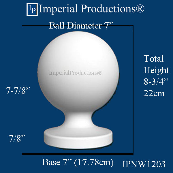 IPNW1203-POL Newel Post Ball 7 inch Each