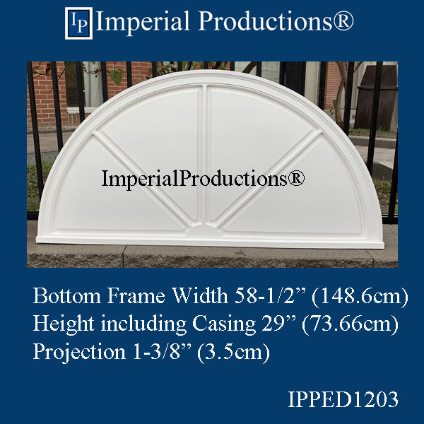 IPPED1203-POL Sunburst-Spoke Pediment 58" wide x 28 high ArchPolymer