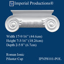 IPNP8101-POL Roman Ionic Pilaster Capital 17-9/16" Wide, ArchPolymer - Custom 2 Weeks