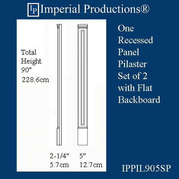 IPPIL6031-POL Two Recessed Panel Pilaster 90" x 7" x 2-1/2", ArchPolymer, Price / Pair, Custom Order