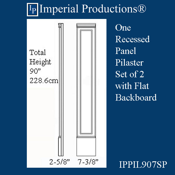 IPPIL907SP-POL Two Recessed Panel Pilaster 90" x 7" x 2-1/4", ArchPolymer, Price / Pair, Custom Order