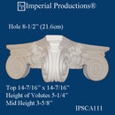 IPSCA111-POL Scamozzi Capital Hole Size 8-1/2" Custom Order, Pack of 2