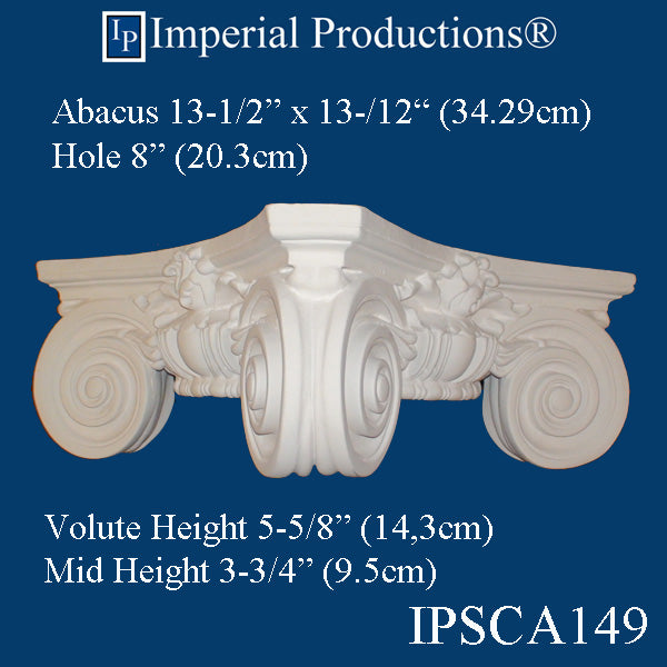 IPSCA149-POL-PK2 Scamozzi Capital Inside Hole 8" Pack of 2 - Custom Order
