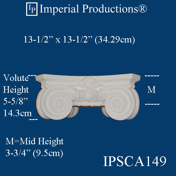IPSCA149-POL-PK2 Scamozzi Capital Inside Hole 8" Pack of 2 - Custom Order