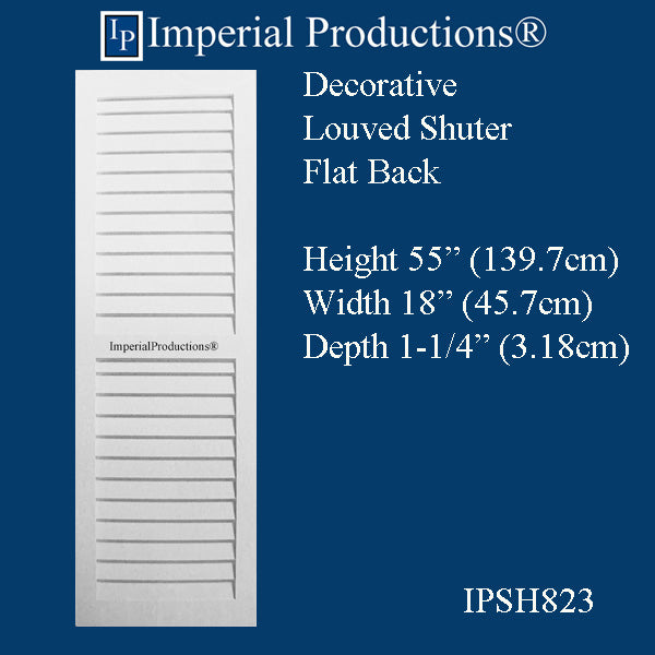 IPSH823-APOL-PK2 Faux Louvered Shutter ArchPolymer Height 55" x Width 18", Pack of 2 - Custom Order