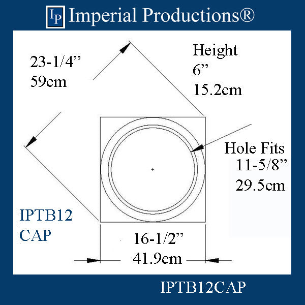 IPTB12-CAP-APOL-PK4 Tuscan Capital ArchPolymer Fits Column 11-5/8" Pack of 4 Custom Order