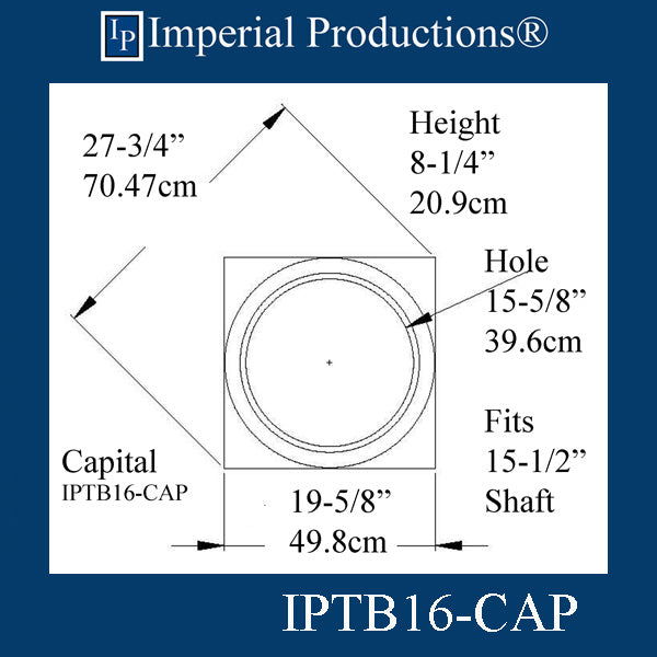 IPTB16-CAP-APOL-PK4 Tuscan Capital ArchPolymer Hole 15-5/8", Pack of 4, Custom Order