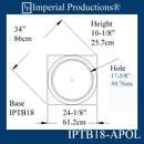 IPTB18-APOL-PK2 Tuscan Base, ArchPolymer, Hole  Pack of 2, Custom Order