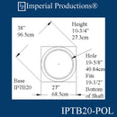 IPTB20-APOL-PK4 Tuscan Base  Hole 20" ArchPolymer Pack of 4 - Custom Order