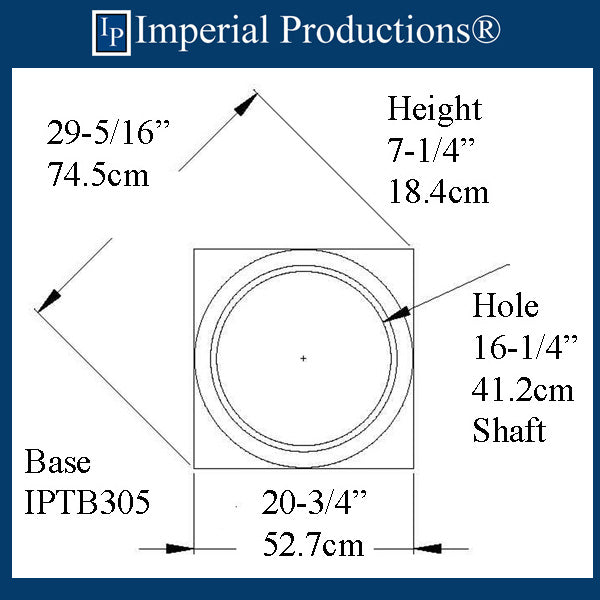 IPTB305-POL-PK2 Tuscan Base - Hole 16-1/4" ArchPolymer Pack of 2 Custom Order