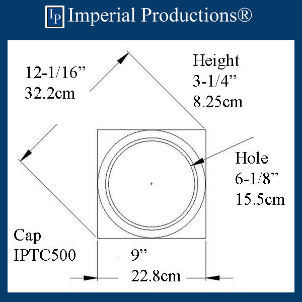 IPTB500-CAP-POL-PK2 Tuscan Capital ArchPolymer Hole 6-1/8" Pack of 2 Custom Order
