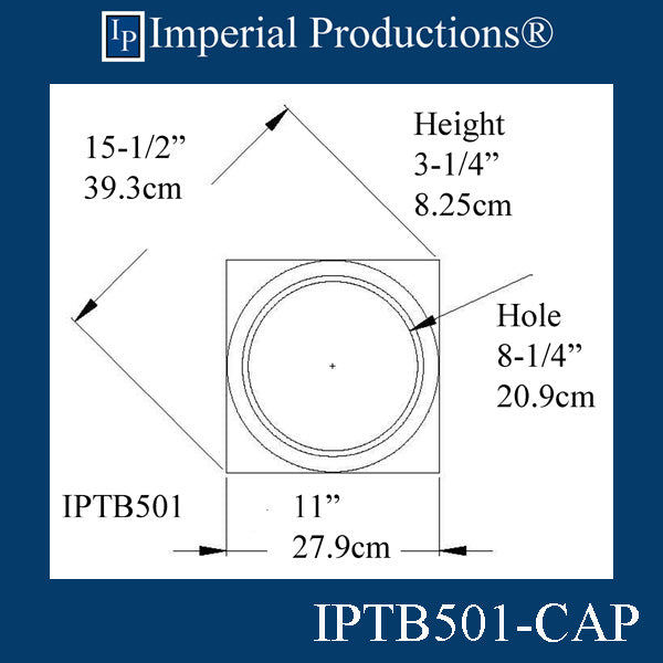 IPTB501-CAP-POL-PK2 Tuscan Capital - Hole 8-1/4" Pack of 2