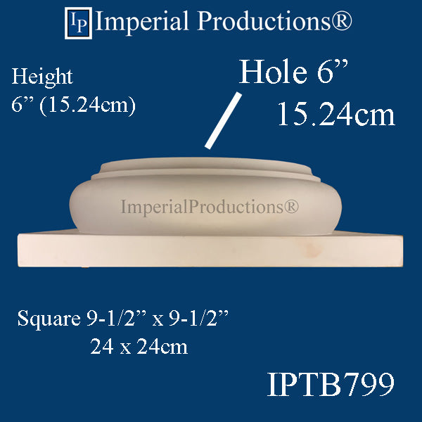 IPTB799-BASE-ZEA-PK2 Tuscan Bases GFRC-Zeament Hole 6" Pack of 2, Custom Order
