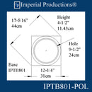 IPTB801-POL-PK2 Tuscan Base - Hole 9-1/2", 12-1/4" x 12-1/4" x 4-1/2", ArchPolymer, Pack of 2