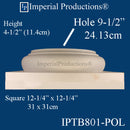 IPTB801-POL-PK2 Tuscan Base - Hole 9-1/2", 12-1/4" x 12-1/4" x 4-1/2", ArchPolymer, Pack of 2