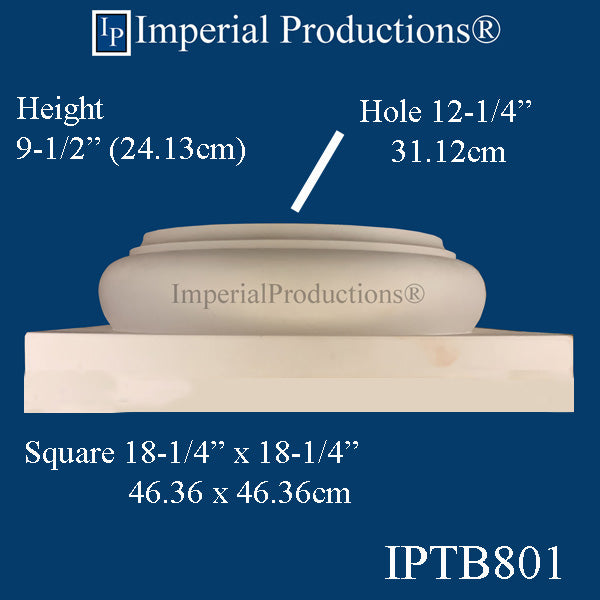 IPTB801-BASE-GRG-PK2 Tuscan Base Hole 12-1/4" GRG-NeoPlaster, Custom Order Pack of 2
