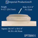 IPTB801-BASE-ZEA-PK2 Tuscan Base - Hole 12-1/4", GFRC-Zeament, Pack of 2