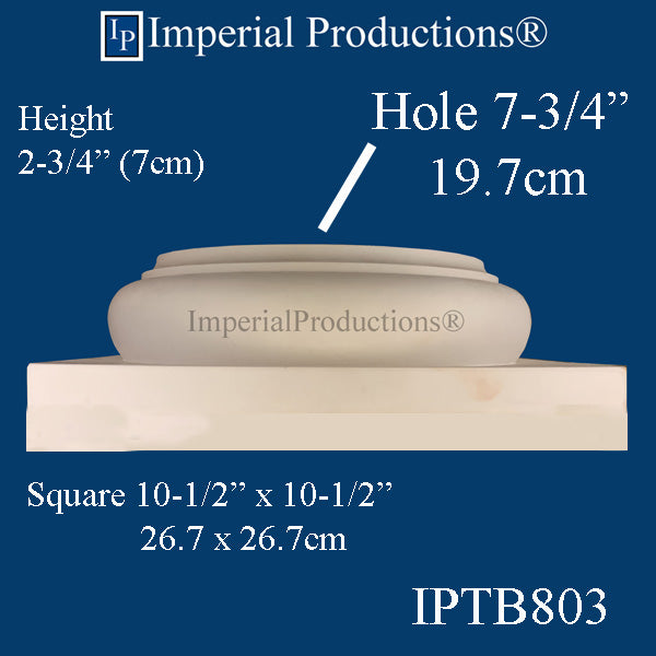 IPTB803-GRG-PK2 Tuscan Base Hole 7-3/4", Size 10-1/2" x 10-1/2" x 2-3/4", Pack of 2 Custom Order