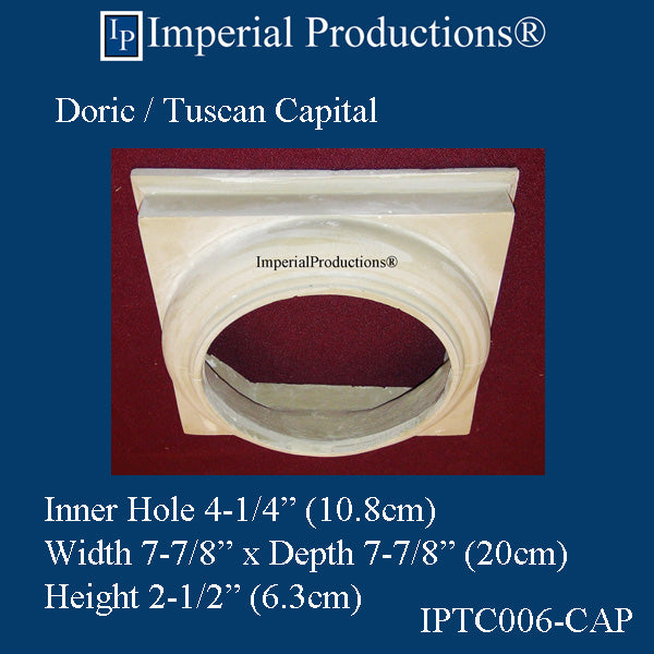 IPTC006-CAP-POL-PK2 Tuscan/Doric Capital Hole 4-1/4", Arch-Polymer, Pack of 2, Add to Cart for shipping or Free Depot Pickup
