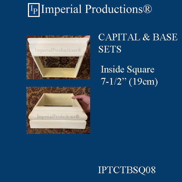 IPTCTBSQ08-POL Tuscan Square Cap and Base Inside 7-1/2" per set