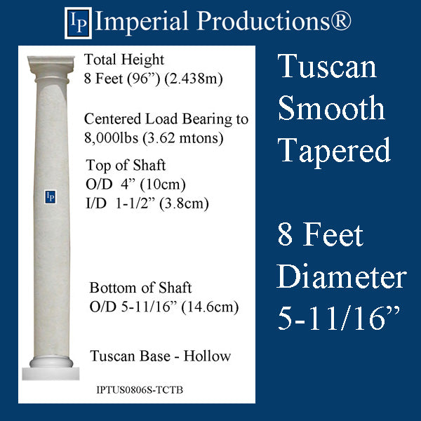 IPTUS0806S-TCTB-PC Tuscan Smooth Tapered 8 Feet 5-11/16" FRP-PolyComp Print Brochure to Order US$301.12