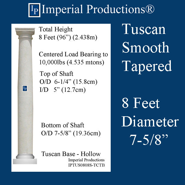 IPTUS0808S-TCTB-PC Tuscan Smooth Tapered 8 Feet 8" FRP-PolyComp Print Brochure to Order US$263.47