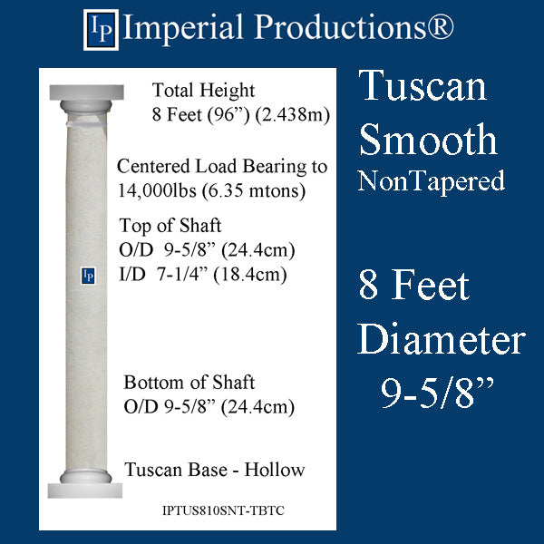 IPTUS0810SNT-TCTB-PC Tuscan Smooth NonTapered 8 Feet 9-5/8" FRP-PolyComp Print Brochure to Order US$527.37