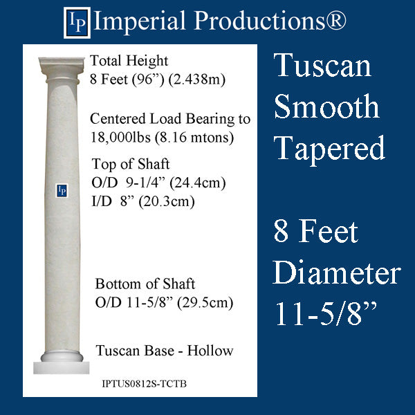 IPTUS0812S-TCTB-PC Tuscan Smooth Tapered 8 Feet 11-5/8" FRP-PolyComp Print Brochure to Order US$566.97