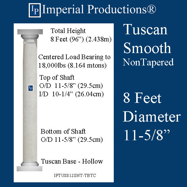 IPTUS0812SNT-TCTB-PC Tuscan Smooth NonTapered 8 Feet 11-5/8" FRP-PolyComp Print Brochure to Order US$657.37