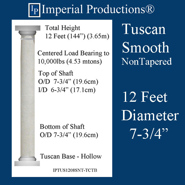IPTUS1208SNT-TCTB-PC Tuscan Smooth Non-Tapered 12 Feet 7-3/4" FRP-PolyComp Print PDF Brochure to Order US$556.88