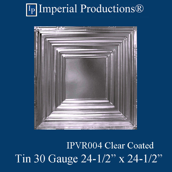 IPVR004-T1-N-F1-20PK Tin Ceiling Clear Coated Panel Pack of 20, Custom Order