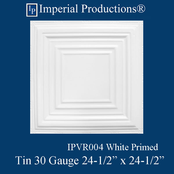 IPVR004-T1-N-F2-20PK Tin Ceiling White Primed Panel Pack of 20, Custom Order