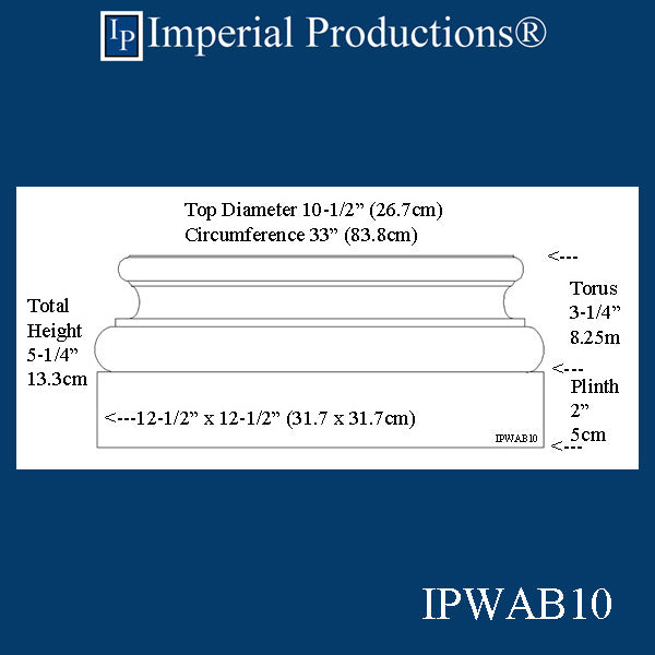 IPWAB10-WPN Attic Base Top Flat 10-1/2", White Pine, Each