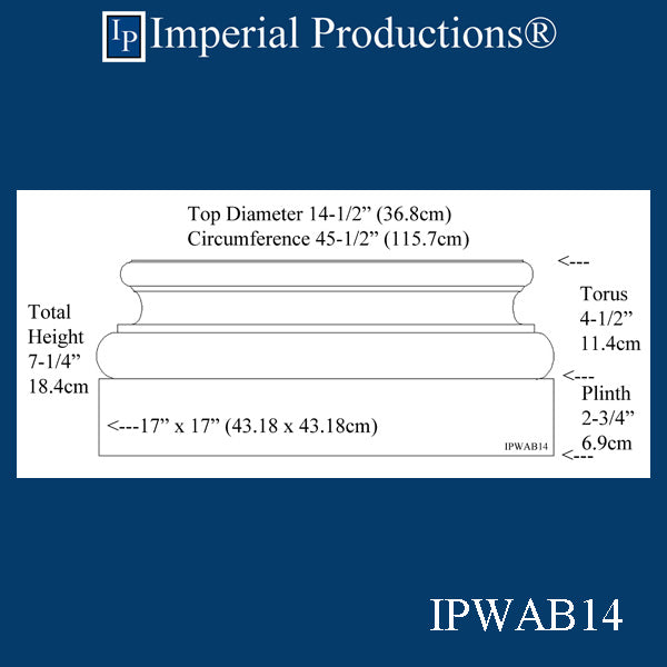 IPWAB14-WPN Attic Base Top Flat 14-1/2", White Pine, Each